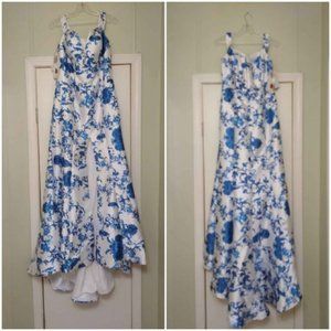 Blue & White Flowered Prom/HomeComing/Wedding Dress